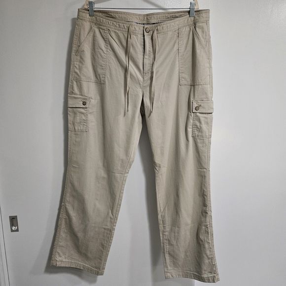 LL Bean Size 20 Khaki Southport Favorite Fit Cargo Flannel Lined Pant 296901 NWT - Picture 1 of 9